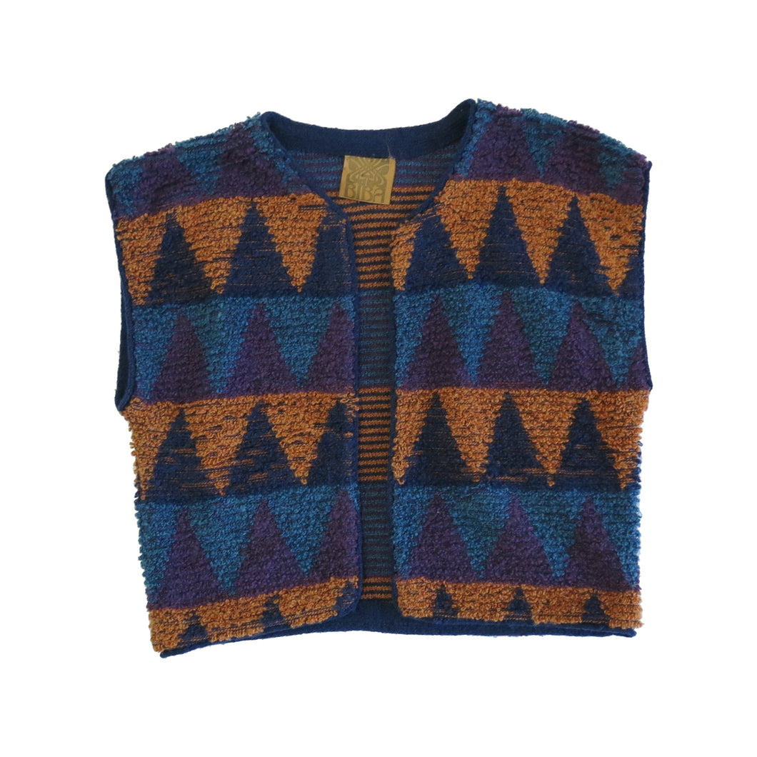 Vintage Biba Bouclé Wool Waistcoat in Blue - ShopCurious