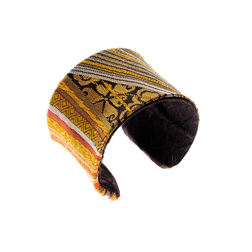 Butterfly Tapestry: Upcycled Obi Belt Cuff - ShopCurious