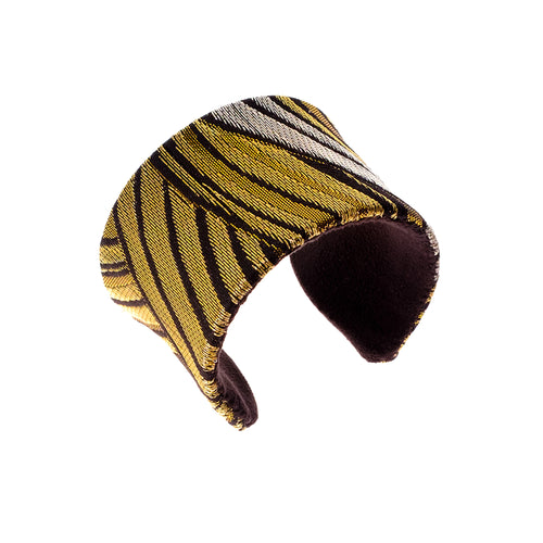 Gold and Silver: Upcycled Obi Belt Cuff - ShopCurious