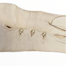 Load image into Gallery viewer, Above Elbow 1920s Ivory Mousequetaire Opera Gloves with Pearl Buttons Size Extra Small - ShopCurious
