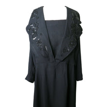 Load image into Gallery viewer, Late 1930s Black Wool Crepe Dress - shopcurious
