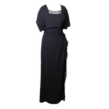 Load image into Gallery viewer, Late 1930s Black Crepe Dress with Lace Insert - shopcurious
