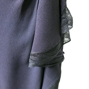 Late 1930s Black Crepe Dress with Lace Insert - shopcurious