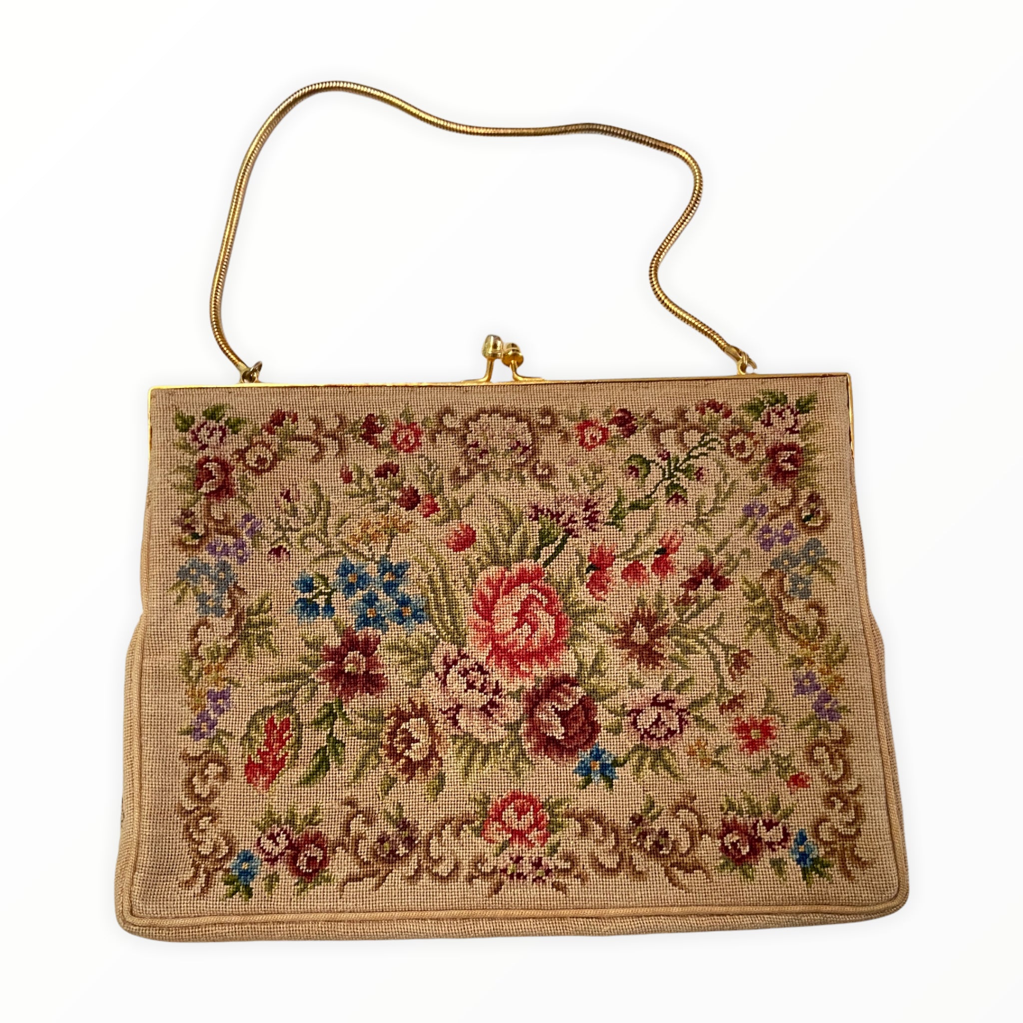 La Regale Floral Needlepoint Evening Bag