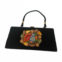 Load image into Gallery viewer, Hand Painted, Beaded and Gilded 1950s Caron Bag - ShopCurious
