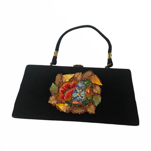 Hand Painted, Beaded and Gilded 1950s Caron Bag - ShopCurious