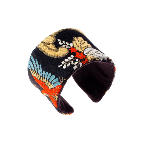 Birds of Paradise: Upcycled Obi Belt Cuff - ShopCurious