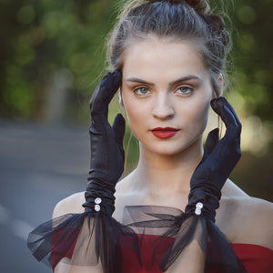 Melody - Satin Glove with Ballerina Tulle Cuff - shopcurious