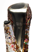 Load image into Gallery viewer, Sequin Platform Peep-Toe Pumps Multicolour Leather - shopcurious
