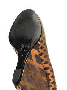 Metallic Open Toe Stiletto Heels Sandals Gold Leather - shopcurious