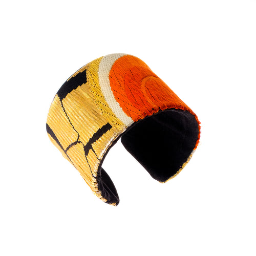 Everlasting Bamboo: Upcycled Obi Belt Cuff - ShopCurious