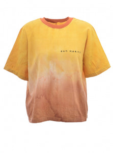 Washed Tie-Dye Logo T-Shirt in Liquid Sunshine by Bad Habits London - ShopCurious
