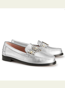 Ditsy Leather Loafer in Silver by Rogue Matilda - shopcurious