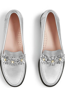 Ditsy Leather Loafer in Silver by Rogue Matilda - shopcurious
