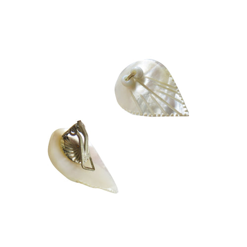 1960s Biba Mother of Pearl Earrings - ShopCurious