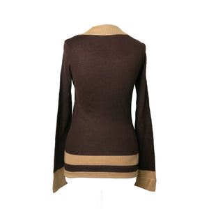 1960s Biba Square Necked Brown Knitted Top - ShopCurious