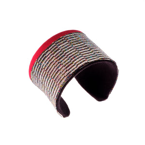 Titanium Red: Upcycled Obi Belt Cuff - ShopCurious