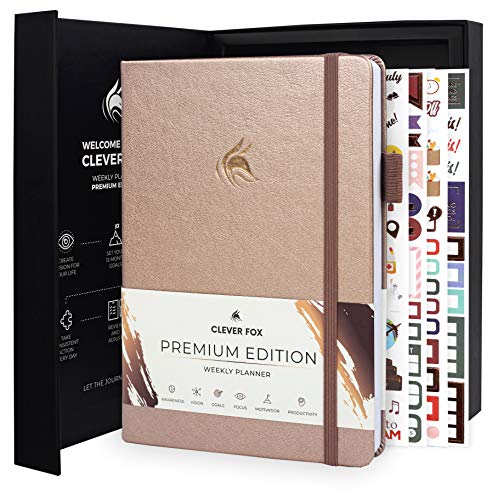 Clever Fox Planner Premium Edition Personal Organizer - 1 Year, Rose Gold (Weekly) - shopcurious
