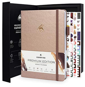 Clever Fox Planner Premium Edition Personal Organizer - 1 Year, Rose Gold (Weekly) - shopcurious