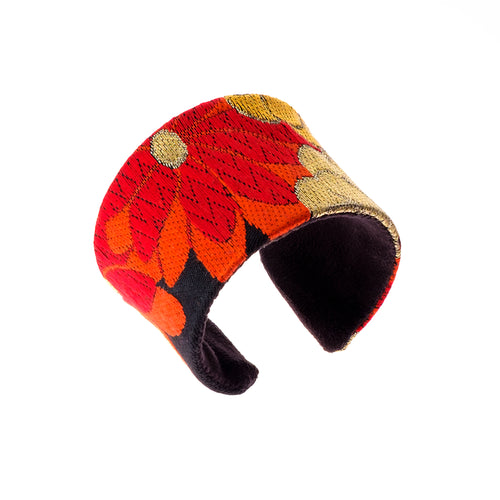 Art Deco Chrysanthemum: Upcycled Obi Belt Cuff - ShopCurious