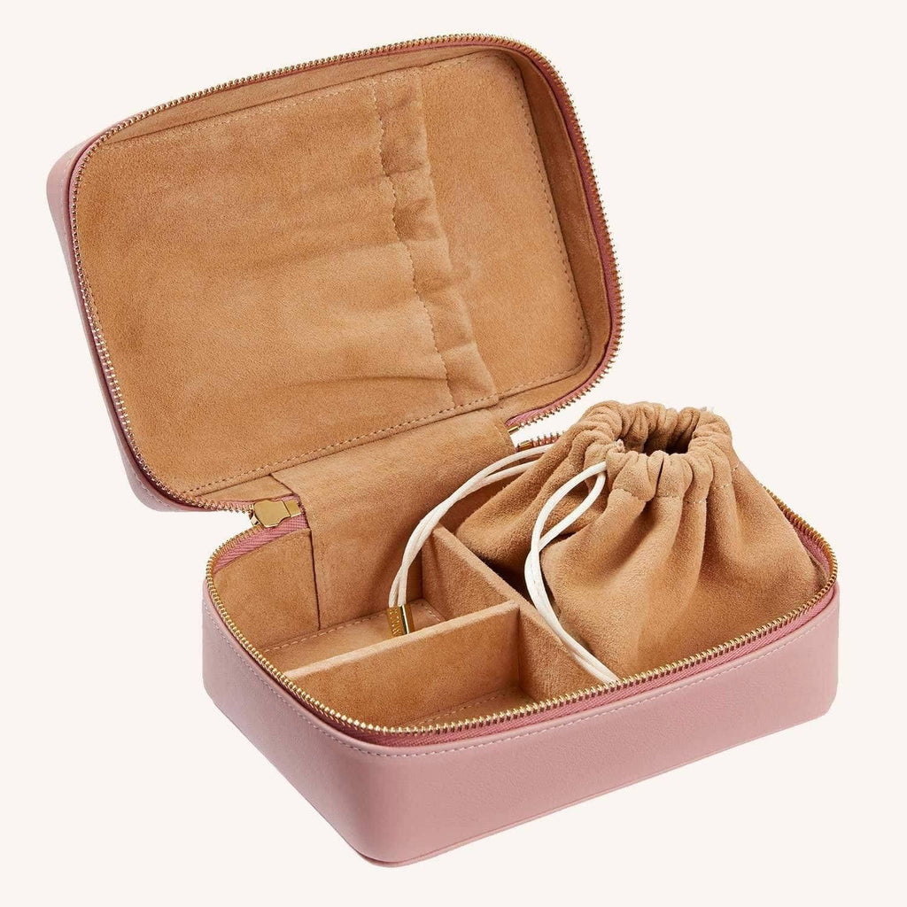 Amelia Leather Jewellery Case - Dusky Pink & Soft Sand - shopcurious