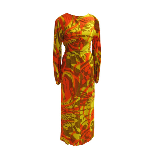 Multi-way 1960s Tropical Print Barkcloth Dress - ShopCurious