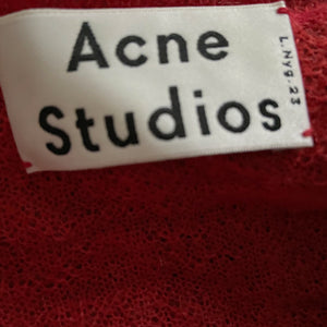Acne Studios Red and White Striped Sheer Knitted Jumper - ShopCurious