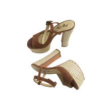 Load image into Gallery viewer, 1970s Style Suede and Raffia Platform Sandal - ShopCurious
