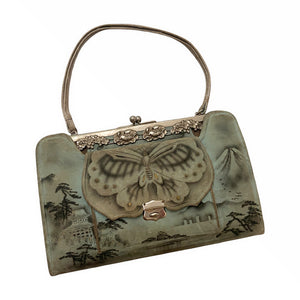 Hand Painted Japanese Style Antique Butterfly Handbag with Pockets and Accessories - ShopCurious