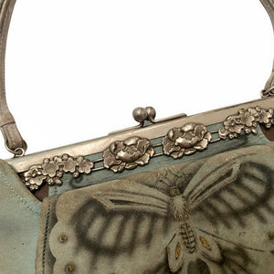Hand Painted Japanese Style Antique Butterfly Handbag with Pockets and Accessories - ShopCurious