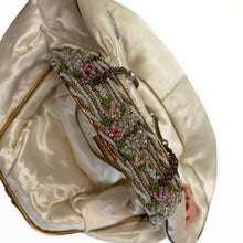 Load image into Gallery viewer, Antique Ivory Satin Tambour Embroidered Evening Bag - ShopCurious

