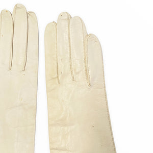 Elbow Length 1930s Minimalist Ivory Kid Evening Gloves Size Small - ShopCurious
