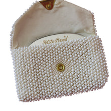 Load image into Gallery viewer, Lemured Petite-Bead Cream Beaded Bag and Mirror Purse - ShopCurious
