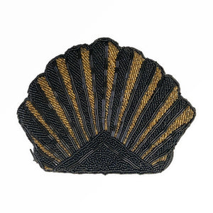 Beaded Scallop Edged Clam Shell Vintage Clutch Evening Bag - ShopCurious
