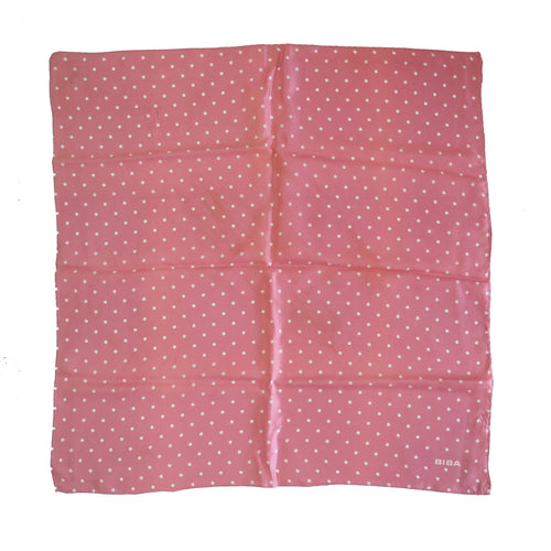 1960s Biba Polka Dot Silk Square – Dusky Pink - ShopCurious