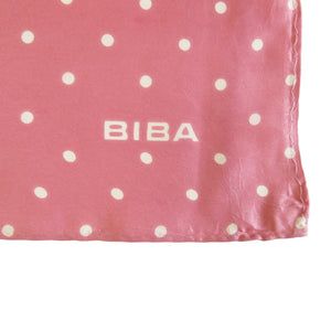 1960s Biba Polka Dot Silk Square – Dusky Pink - ShopCurious