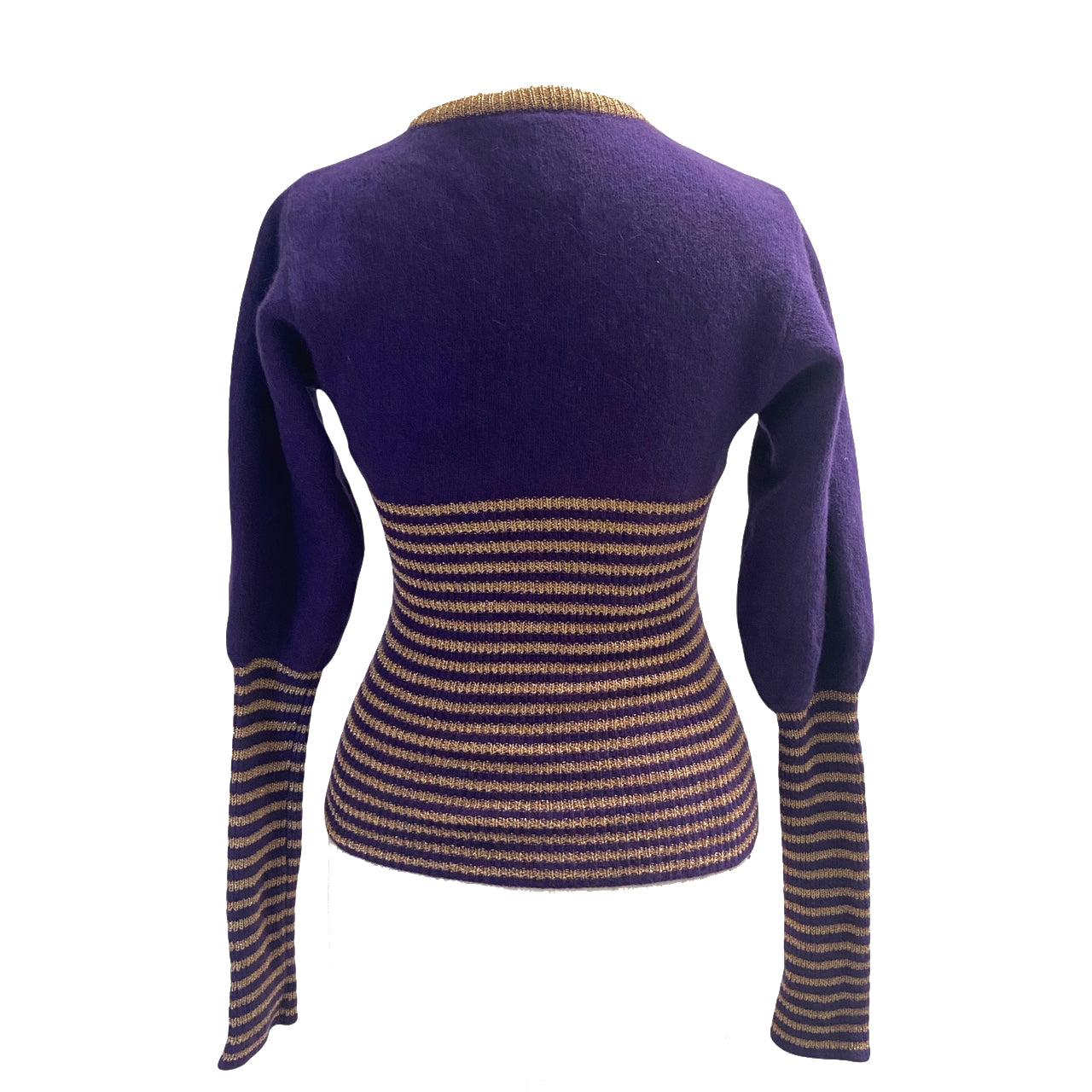 Vintage Biba Purple and Gold Lurex Stripe Sweater ShopCurious