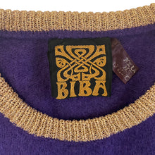 Load image into Gallery viewer, Vintage Biba Purple and Gold Lurex Stripe Sweater - ShopCurious
