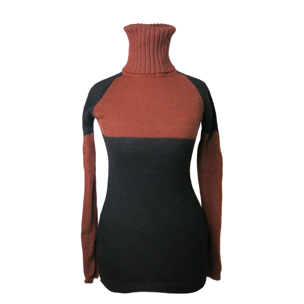 1960s Biba Two-Tone Wool Jumper – Rust and Brown - ShopCurious