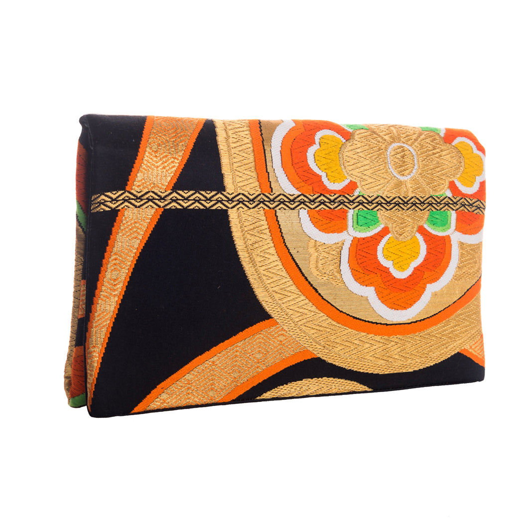 Butterflies and Flowers: Upcycled Obi Envelope Clutch/Shoulder Bag - ShopCurious