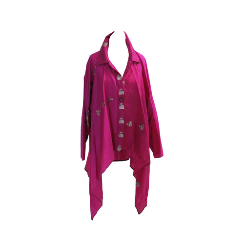 One Size Cerise Silk Chemise - shopcurious