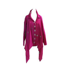 One Size Cerise Silk Chemise - shopcurious