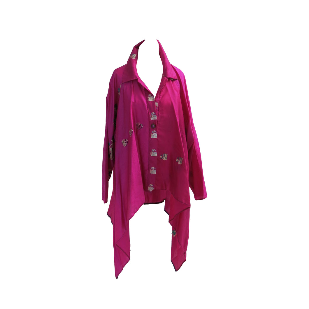 One Size Cerise Silk Chemise - shopcurious