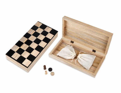 Mango Wood Chess and Draughts Set - ShopCurious