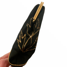 Load image into Gallery viewer, Chinoiserie Style 1930s Embroidered Black Satin Bag with Purse and Mirror - ShopCurious

