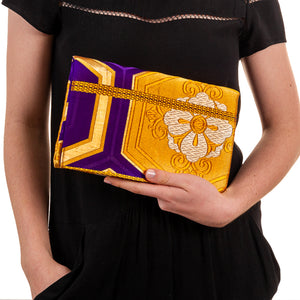 Complementary Harmony: Upcycled Obi Envelope Clutch/Shoulder Bag - ShopCurious