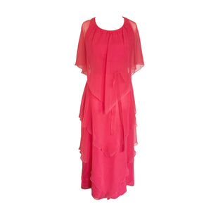 Schworm Modell coral pink tiered chiffon dress - ShopCurious
