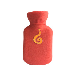 Curious Hot Water Bottle – Upcycled Cashmere, Coral with Neon Orange - shopcurious