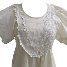 Load image into Gallery viewer, Embroidered Cream Cotton Dress with Tie Belt - ShopCurious
