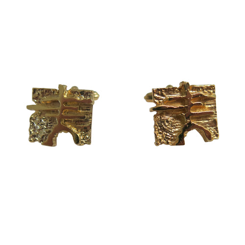 Cufflinks – Oriental Brutalist Design, Gold - shopcurious